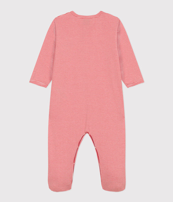 Pijama milrayas de algodón naranja ABRICOT/ MARSHMALLOW
