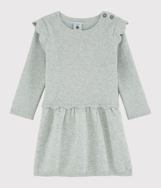 Vestido de lana y algodón para bebé niña gris BELUGA CHINE