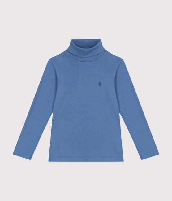 Camiseta de cuello alto de algodón para niño/a azul BEACH