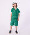 Bermudas cortas infantiles de algod&oacute;n liso con estampado verde