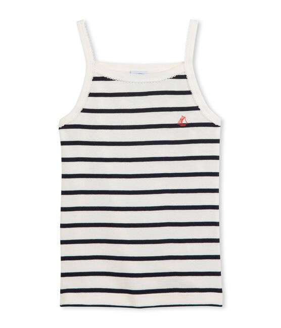 Débardeur fille beige COQUILLE/azul SMOKING