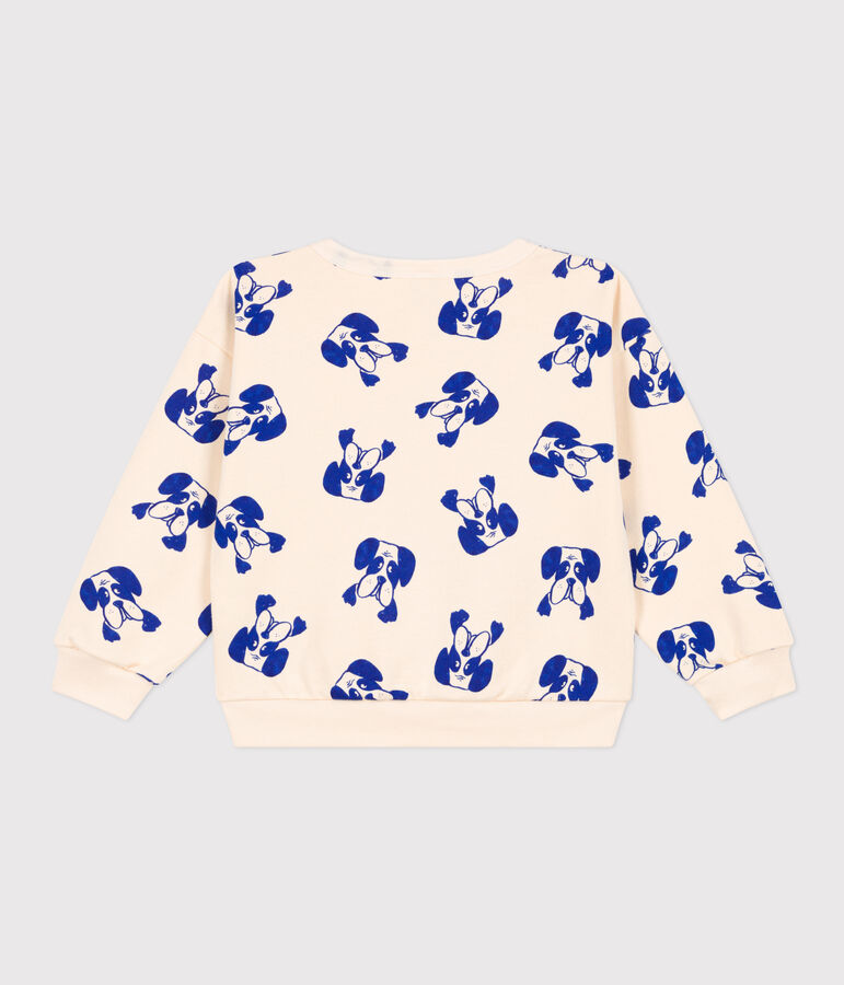 Sudadera estampada de mulet&oacute;n de ni&ntilde;a/ni&ntilde;o crudo/azul