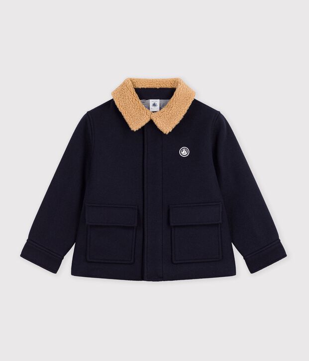 Chaqueta infantil lisa estilo gab&aacute;n de pa&ntilde;o de lana SMOKING