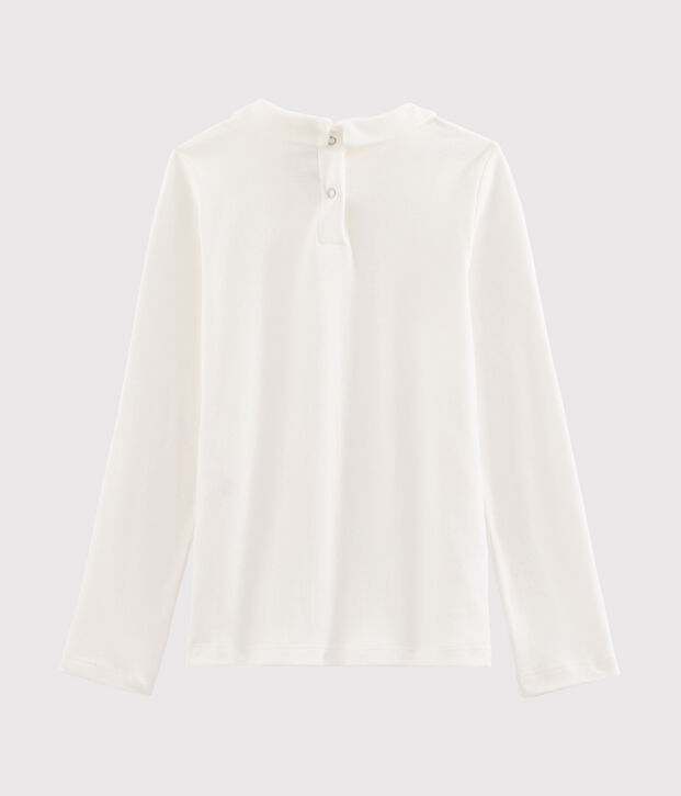 Camiseta ni&ntilde;a con cuello babero blanco
