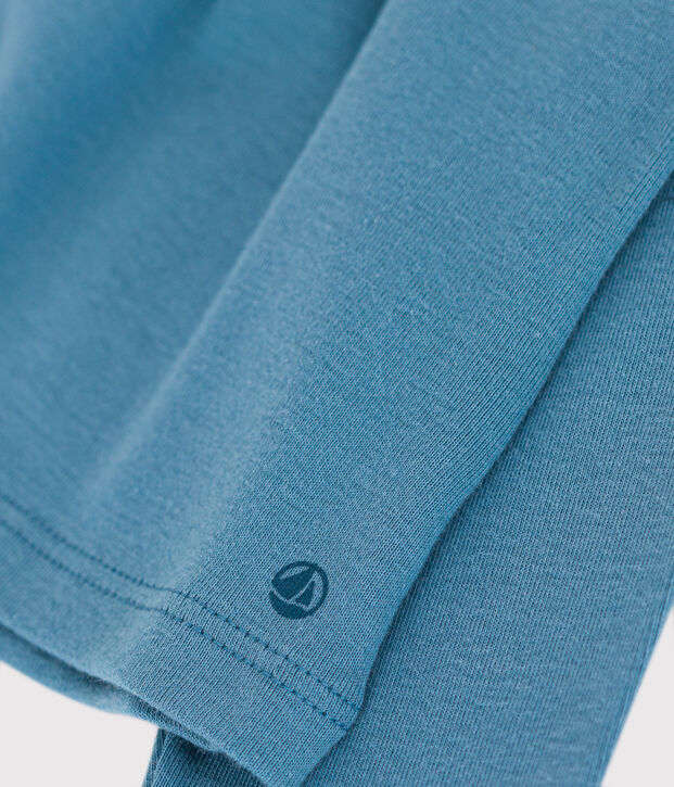 Blusa de algod&oacute;n de manga larga para beb&eacute; azul