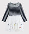 Vestido de manga larga para niña azul SMOKING/blanco MULTICO