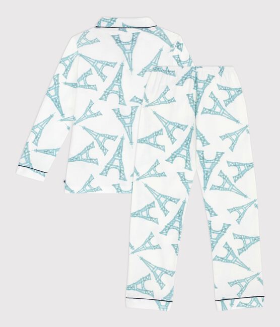 Pijama infantil abotonado de algodón estampado blanco MARSHMALLOW/blanco MULTICO