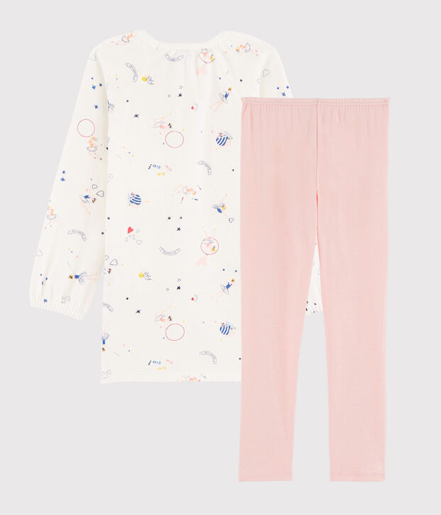 Camis&oacute;n con estampado m&aacute;gico de terciopelo con leggings para ni&ntilde;a peque&ntilde;a blanco/multicolor