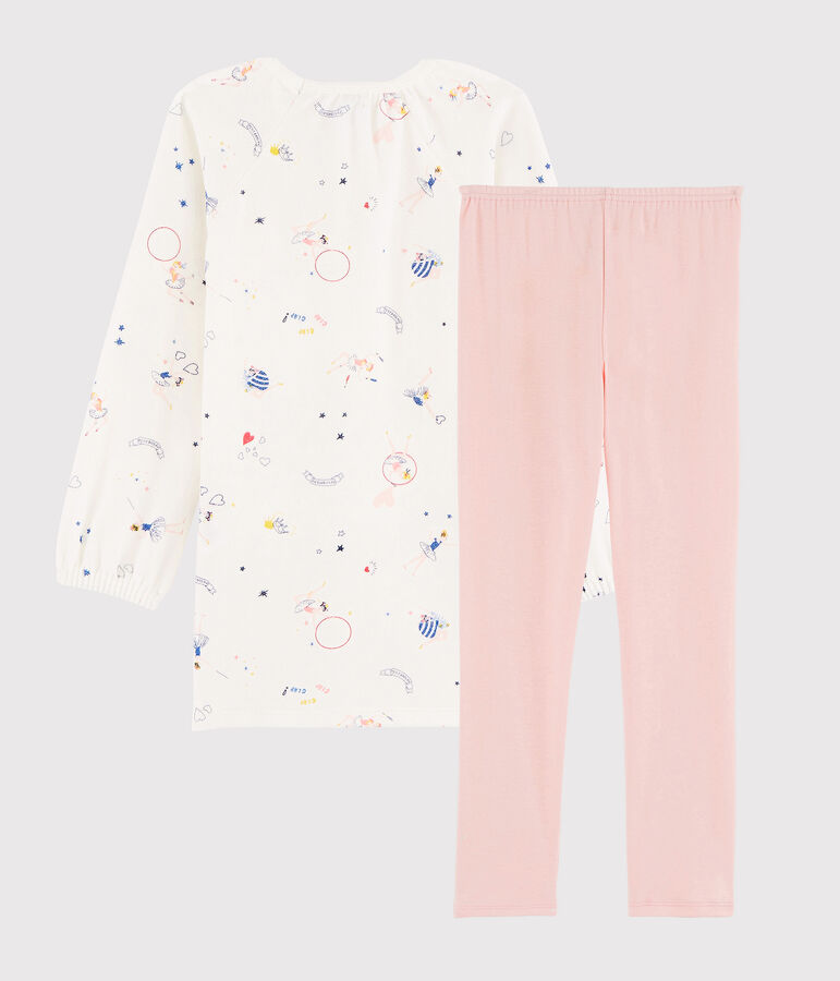 Camis&oacute;n con estampado m&aacute;gico de terciopelo con leggings para ni&ntilde;a peque&ntilde;a blanco/multicolor