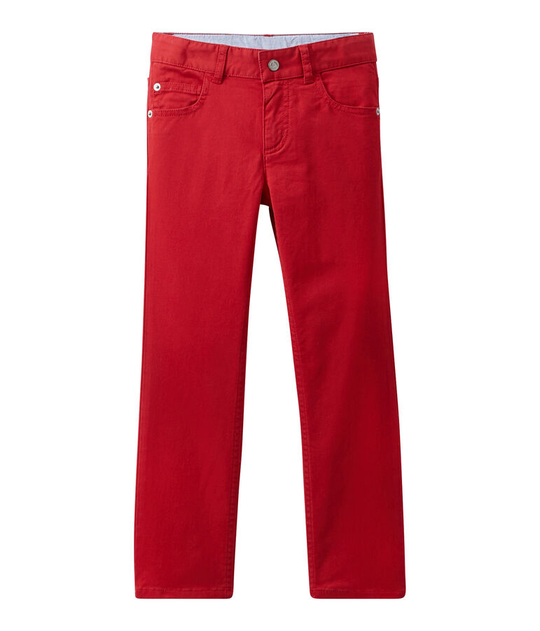 Pantal&oacute;n colorido para ni&ntilde;o en jean rojo