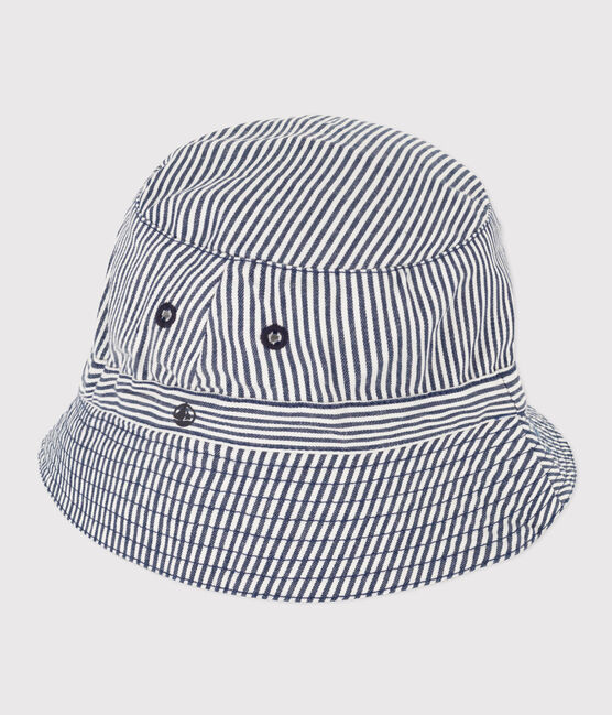 Gorro de sarga a rayas para niño azul MEDIEVAL/blanco MARSHMALLOW