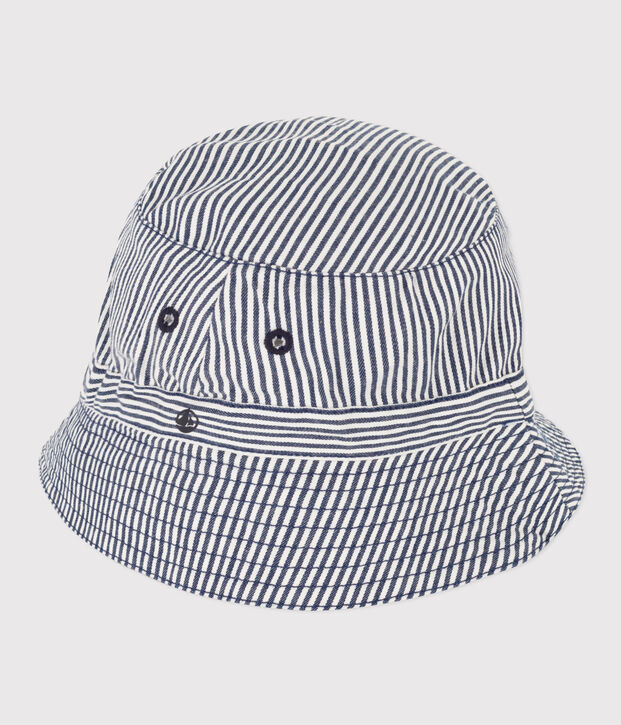 Gorro de sarga a rayas para ni&ntilde;o azul/blanco