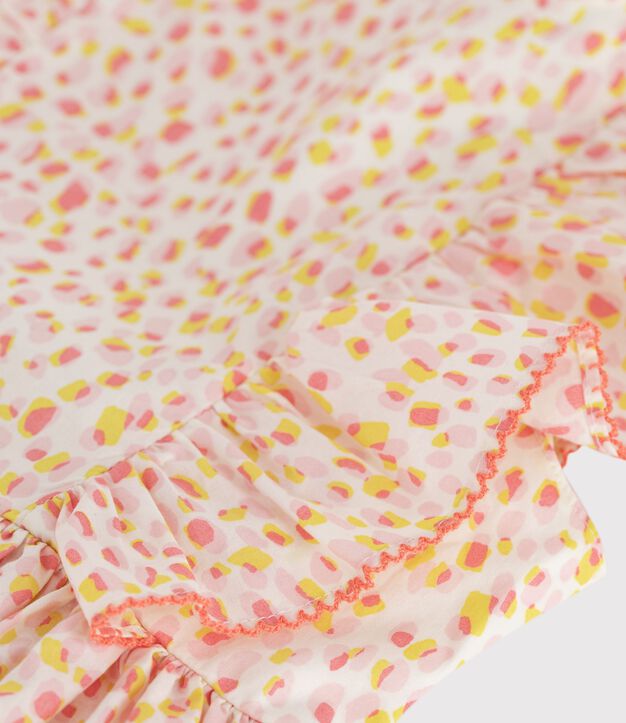 Vestido infantil sin mangas de algod&oacute;n con estampado y espalda descubierta blanco/multicolor
