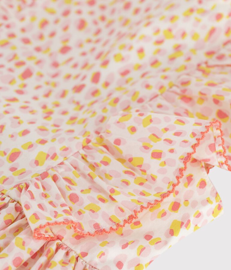 Vestido infantil sin mangas de algod&oacute;n con estampado y espalda descubierta blanco/multicolor