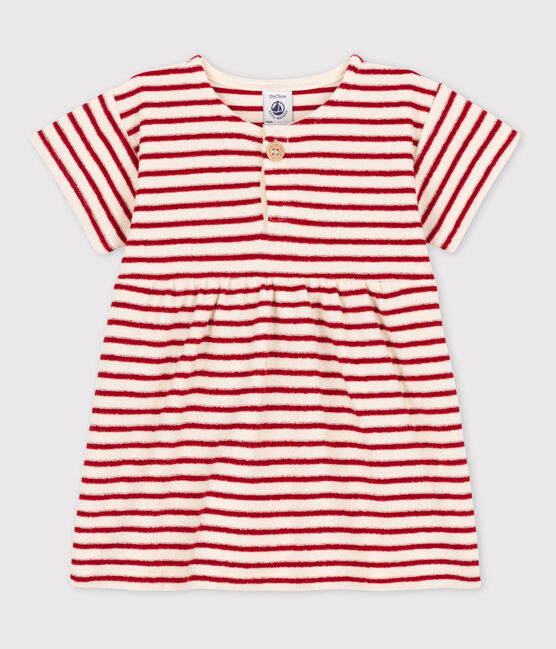 Vestido de manga corta de rizo de bebé blanco AVALANCHE/ STOP