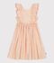 Vestido infantil sin mangas de algod&oacute;n con estampado y espalda descubierta blanco/multicolor