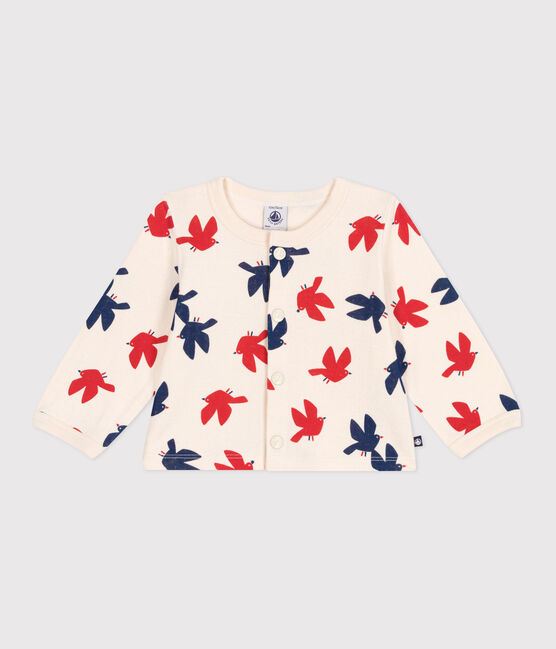 Cárdigan de algodón para bebé con estampado de pájaros blanco AVALANCHE/ MULTICO