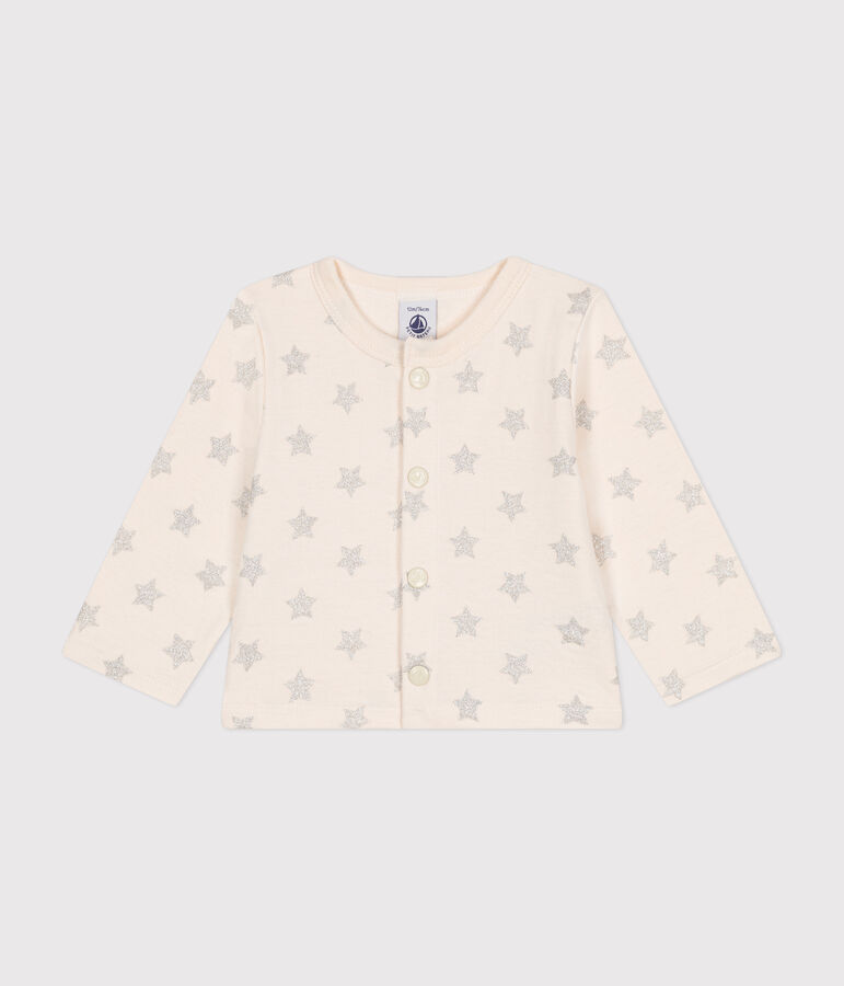 C&aacute;rdigan de t&uacute;bico con estampado de estrellas para beb&eacute; crudo/gris