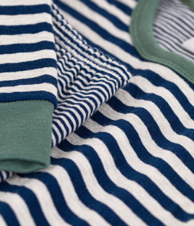 Pijama de t&uacute;bico milrayas para ni&ntilde;o/ni&ntilde;a azul/beige