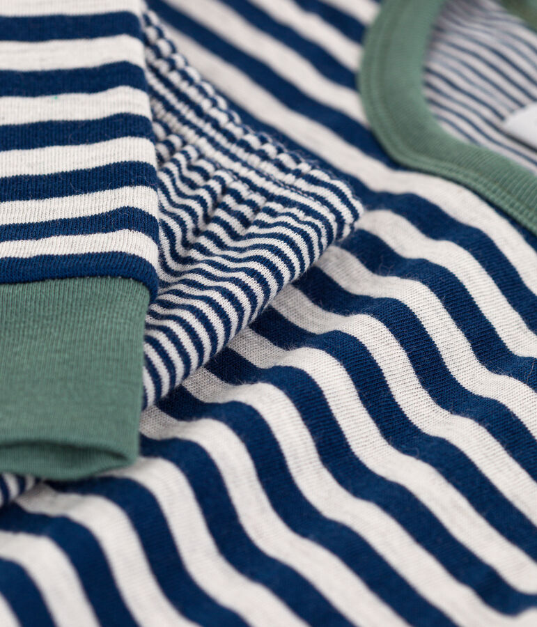 Pijama de t&uacute;bico milrayas para ni&ntilde;o/ni&ntilde;a azul/beige