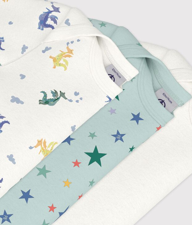 Juego de bodis de algod&oacute;n de manga corta con estampado de dragones para beb&eacute; multicolor