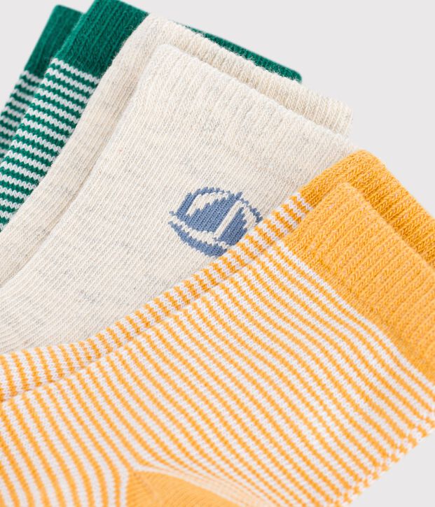 3 pares de calcetines de algod&oacute;n a rayas para beb&eacute; multicolor