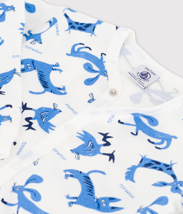 Pelele de beb&eacute; con estampado de fantas&iacute;a sin pies de algod&oacute;n blanco/multicolor