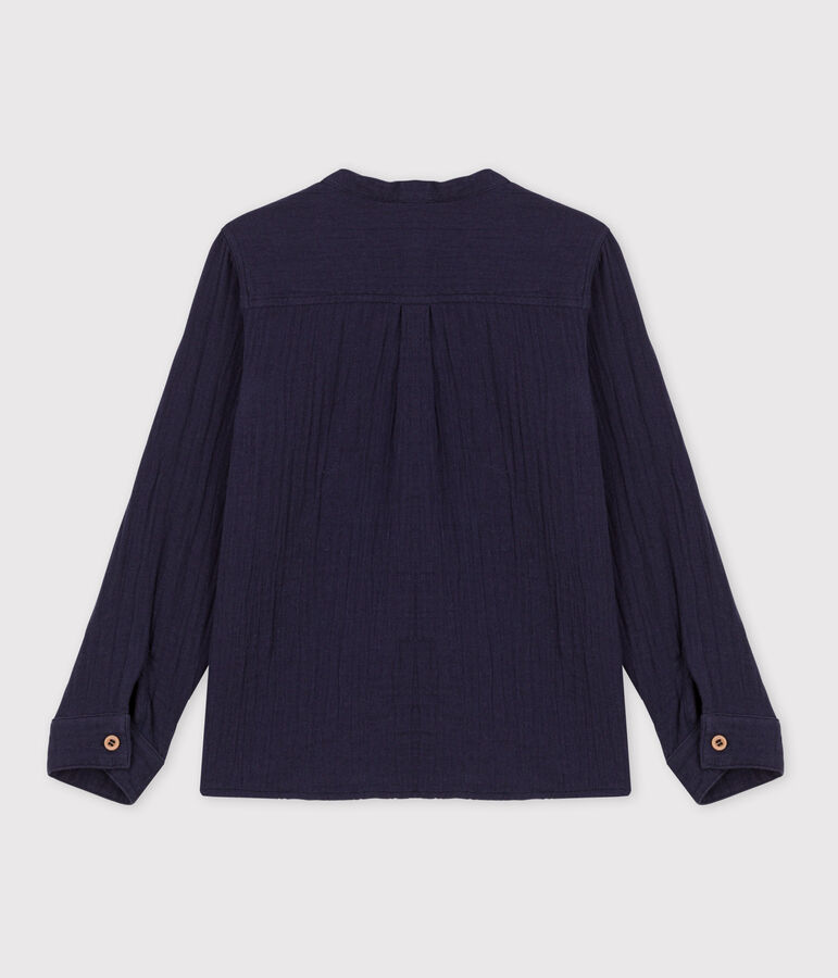 Camisa de gasa de algod&oacute;n de ni&ntilde;o azul