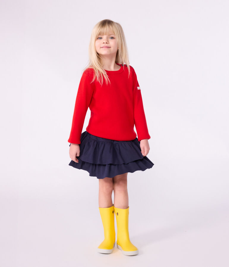 Falda infantil lisa de algod&oacute;n azul