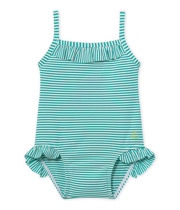Ba&ntilde;ador para beb&eacute; ni&ntilde;a verde/blanco