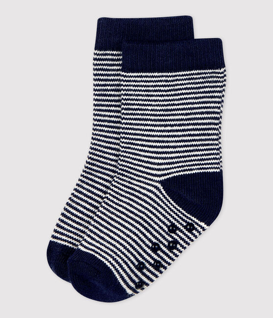 Par de calcetines antideslizantes para bebé azul SMOKING/blanco MARSHMALLOW