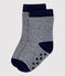 Par de calcetines antideslizantes para bebé azul SMOKING/blanco MARSHMALLOW