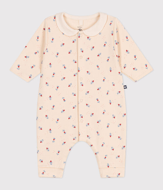 Pelele de algodón con cuello y estampado de flores para bebé blanco AVALANCHE/ MULTICO