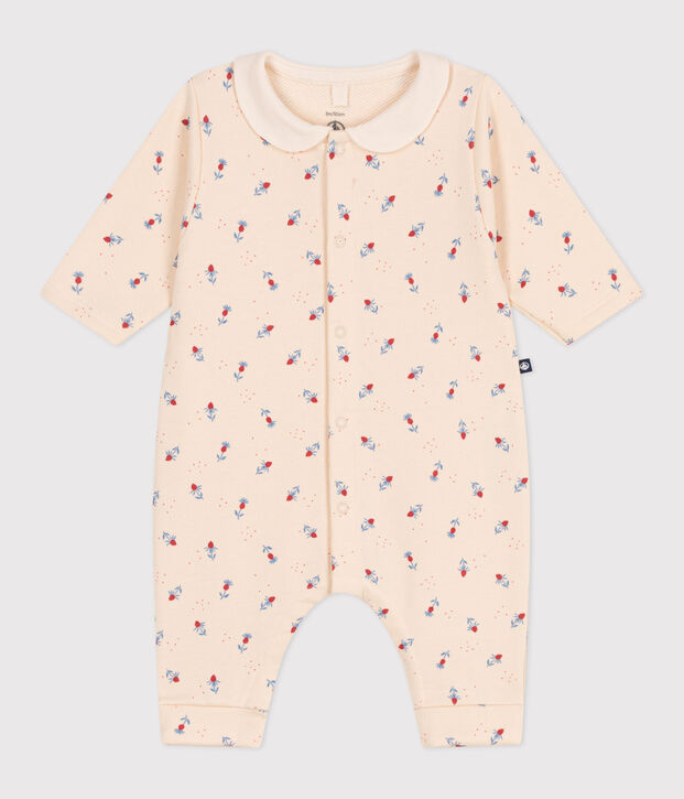Pelele de algod&oacute;n con cuello y estampado de flores para beb&eacute; crudo/multicolor