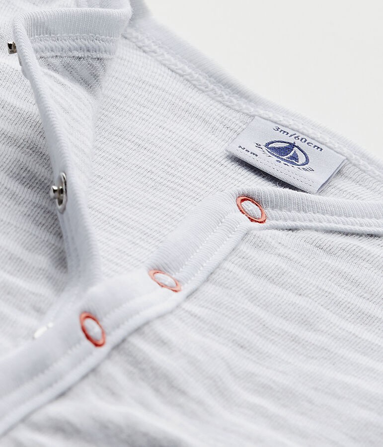 Pijama sin pies para beb&eacute; ni&ntilde;o gris POUSSIERE/blanco ECUME