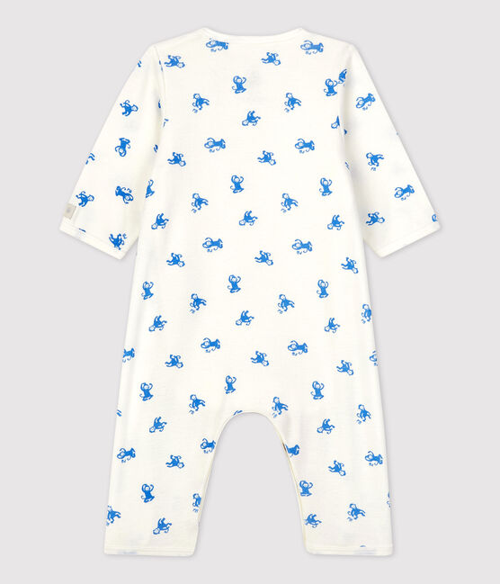Bodyjama sin pies de algodón orgánico para bebé blanco MARSHMALLOW/azul BRASIER