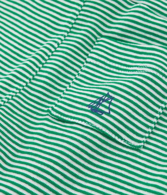 Pantalones cortos de rayas para bebé niño verde PIVERT/blanco MARSHMALLOW