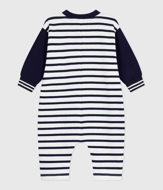 Mono largo de algodón con estampado de rayas marineras para bebé blanco MARSHMALLOW/azul SMOKING