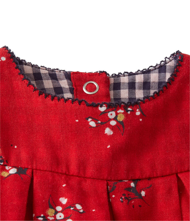 Vestido para beb&eacute; ni&ntilde;a en lana rojo/multicolor