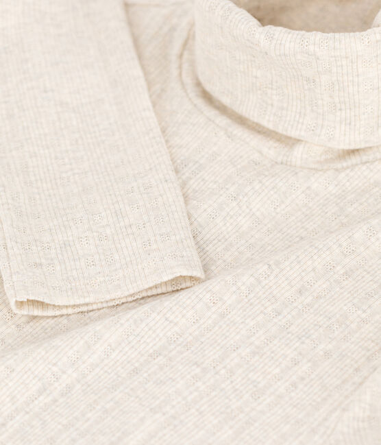 Camiseta L'ICONIQUE de punto jacquard con cuello vuelto beige MONTELIMAR CHINE