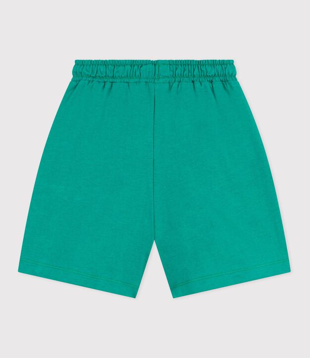 Bermudas cortas infantiles de algod&oacute;n liso verde