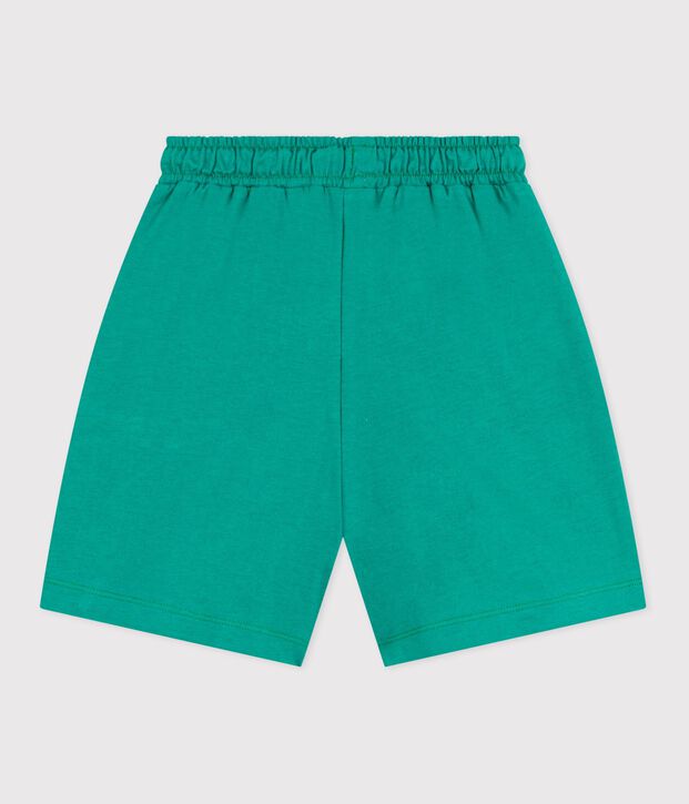 Bermudas cortas infantiles de algod&oacute;n liso verde