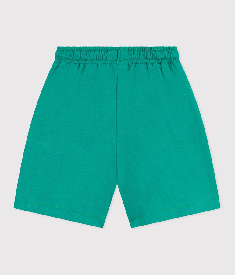 Bermudas cortas infantiles de algod&oacute;n liso verde