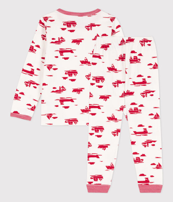 Pijama Le Havre de túbico para niño/niña blanco MARSHMALLOW/rojo PEPS