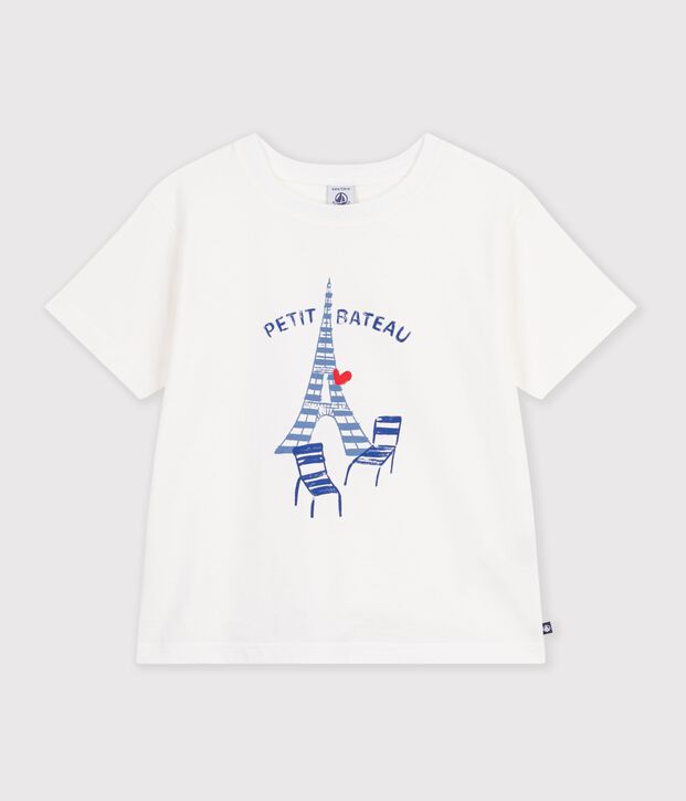 Camiseta infantil estampada de manga corta blanco