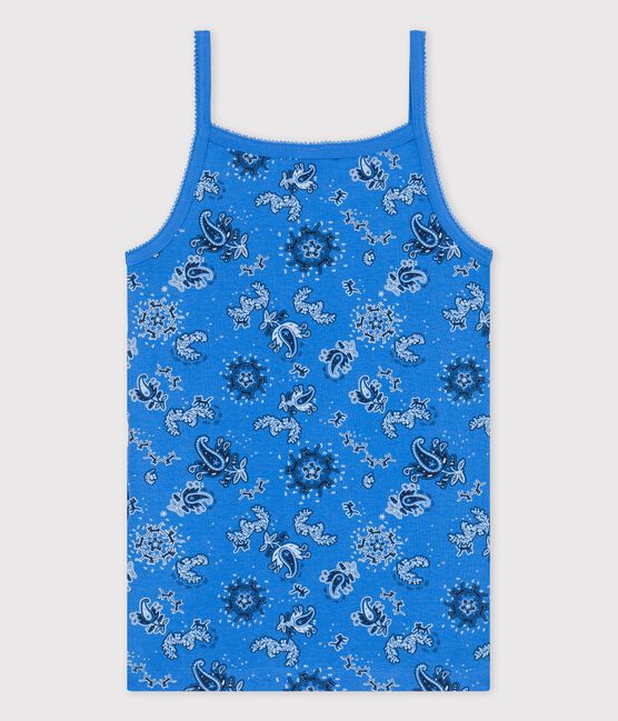 Camiseta de tirantes L'ICONIQUE de algodón ORGÁNICO de mujer azul BRASIER/blanco MULTICO