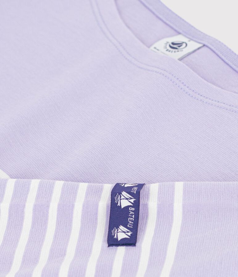 Camiseta marinera de algod&oacute;n para mujer violeta/crudo