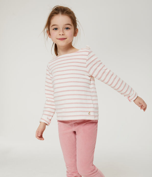 Jersey marinero de ni&ntilde;a blanco/rosa