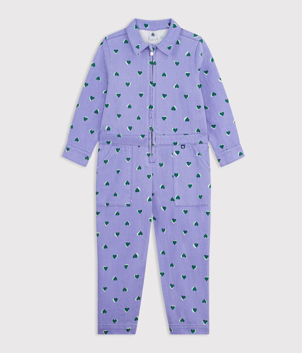 Mono infantil de algod&oacute;n con estampado de corazones violeta/multicolor