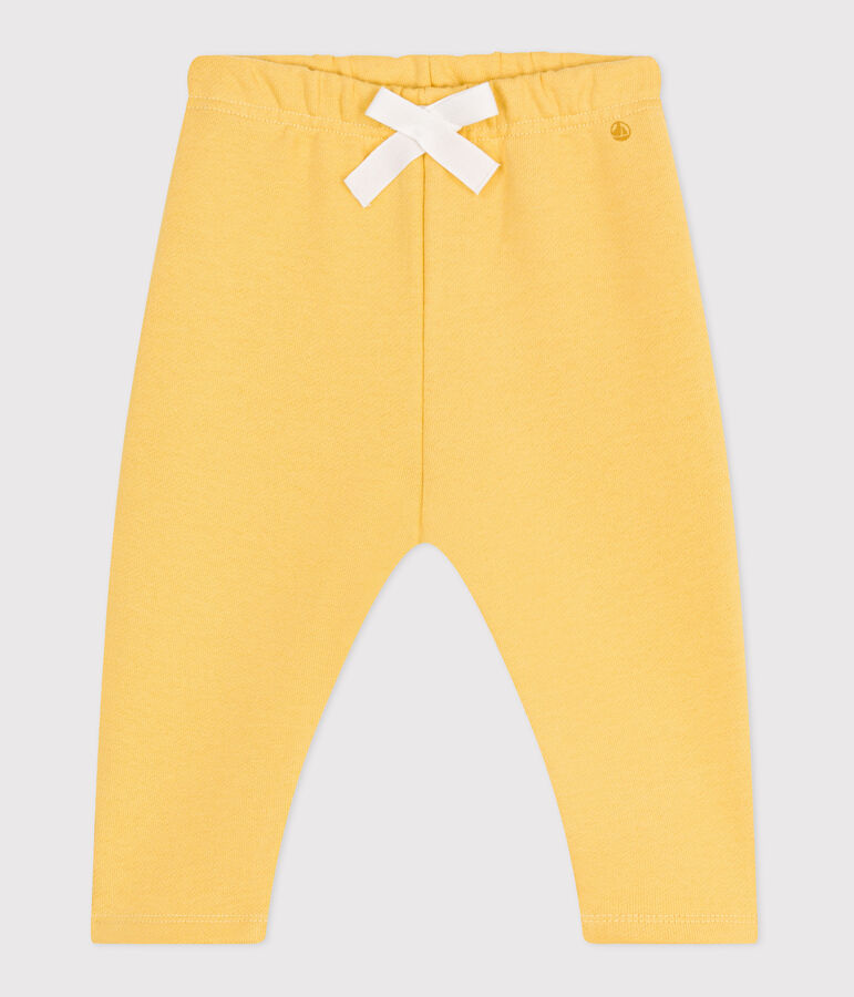 Pantal&oacute;n de jogging liso de algod&oacute;n para beb&eacute; amarillo
